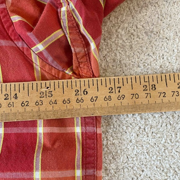 Sean John Mens XXXL Red Orange Plaid Short Sleeve Button Up Cotton Shirt - Picture 6 of 9